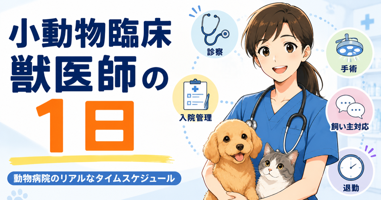 小動物臨床獣医師の1日|動物病院のリアルなタイムスケジュールを同期に聞いた