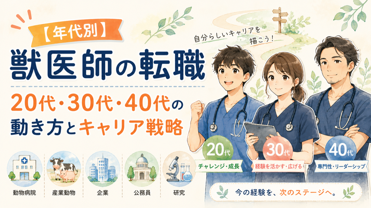 【年代別】獣医師の転職｜20代・30代・40代の動き方とキャリア戦略