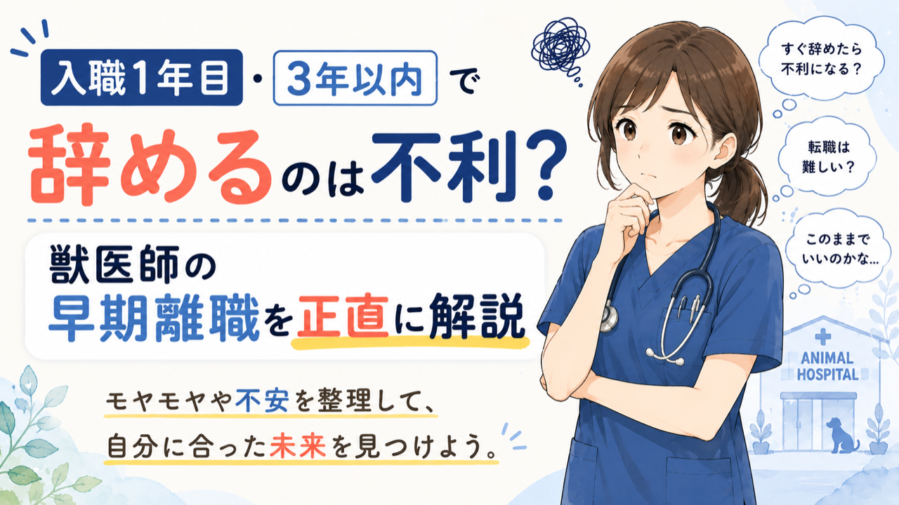 入職1年目・3年以内で辞めるのは不利?獣医師の早期離職を正直に解説