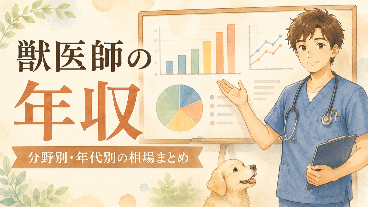 獣医師の年収はいくら?分野別・年代別の相場まとめ【統計と実例で解説】