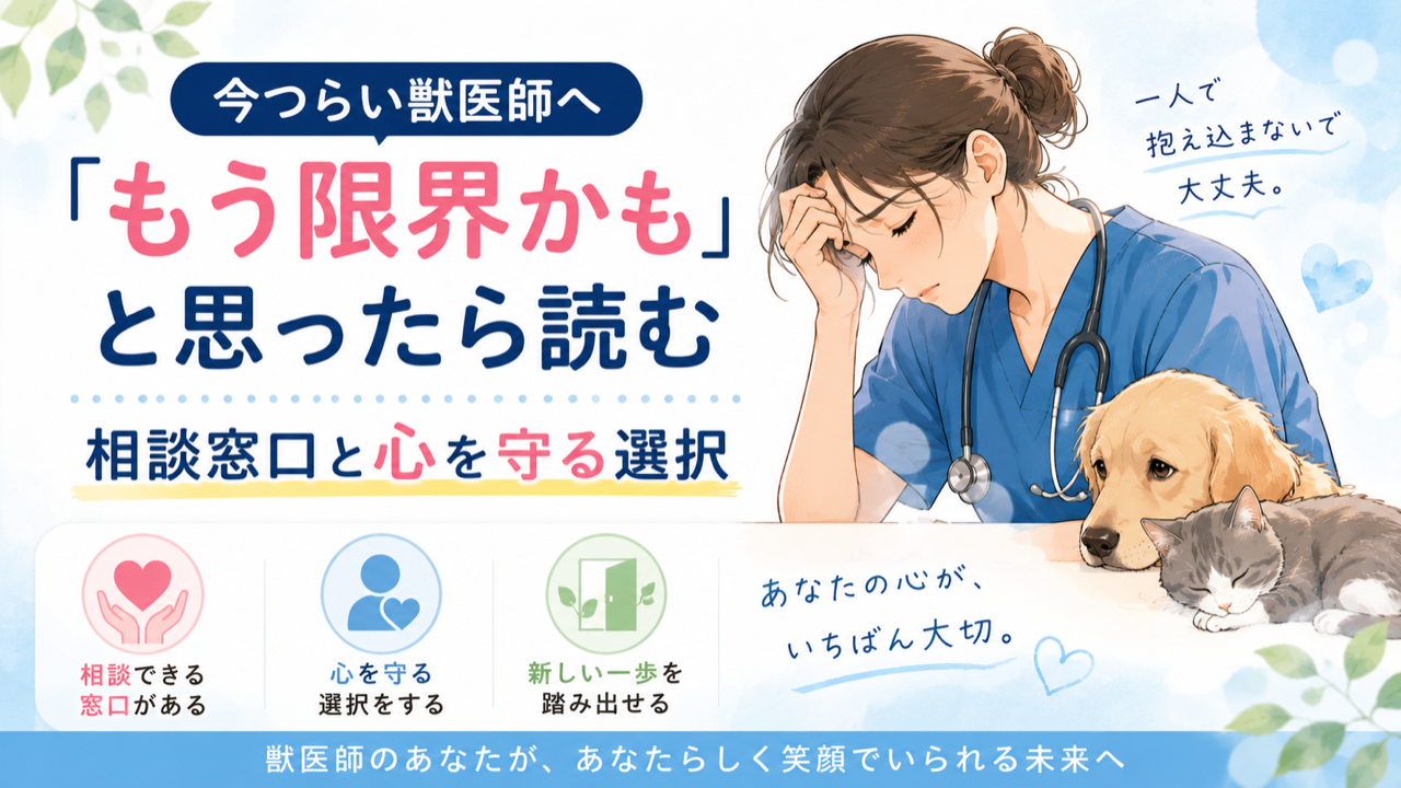 今つらい獣医師へ|「もう限界かも」と思ったら読む、相談窓口と心を守る選択