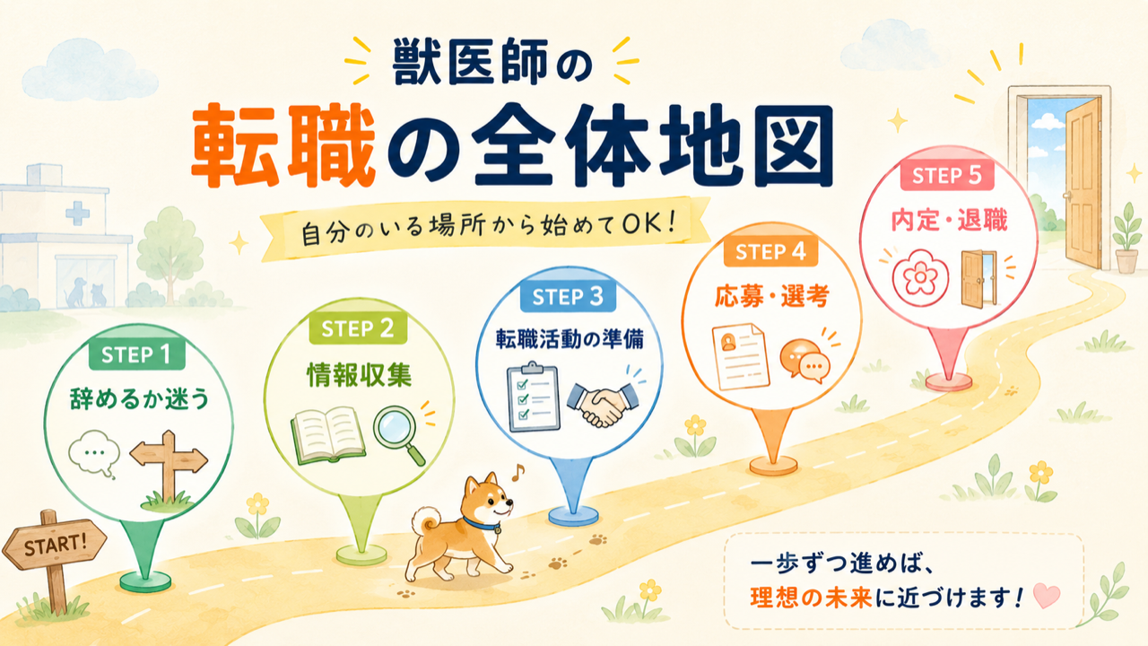 獣医師の転職ロードマップ(STEP1〜5の全体地図)